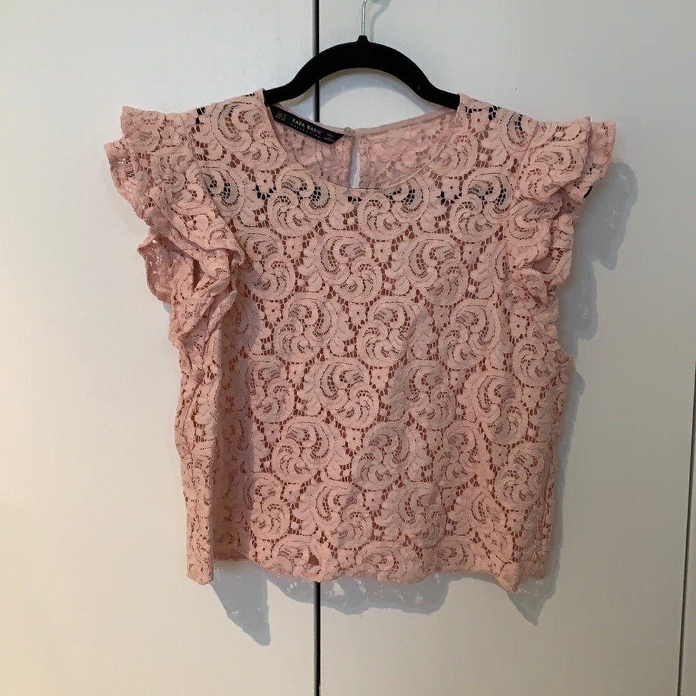 Pink lace crop top